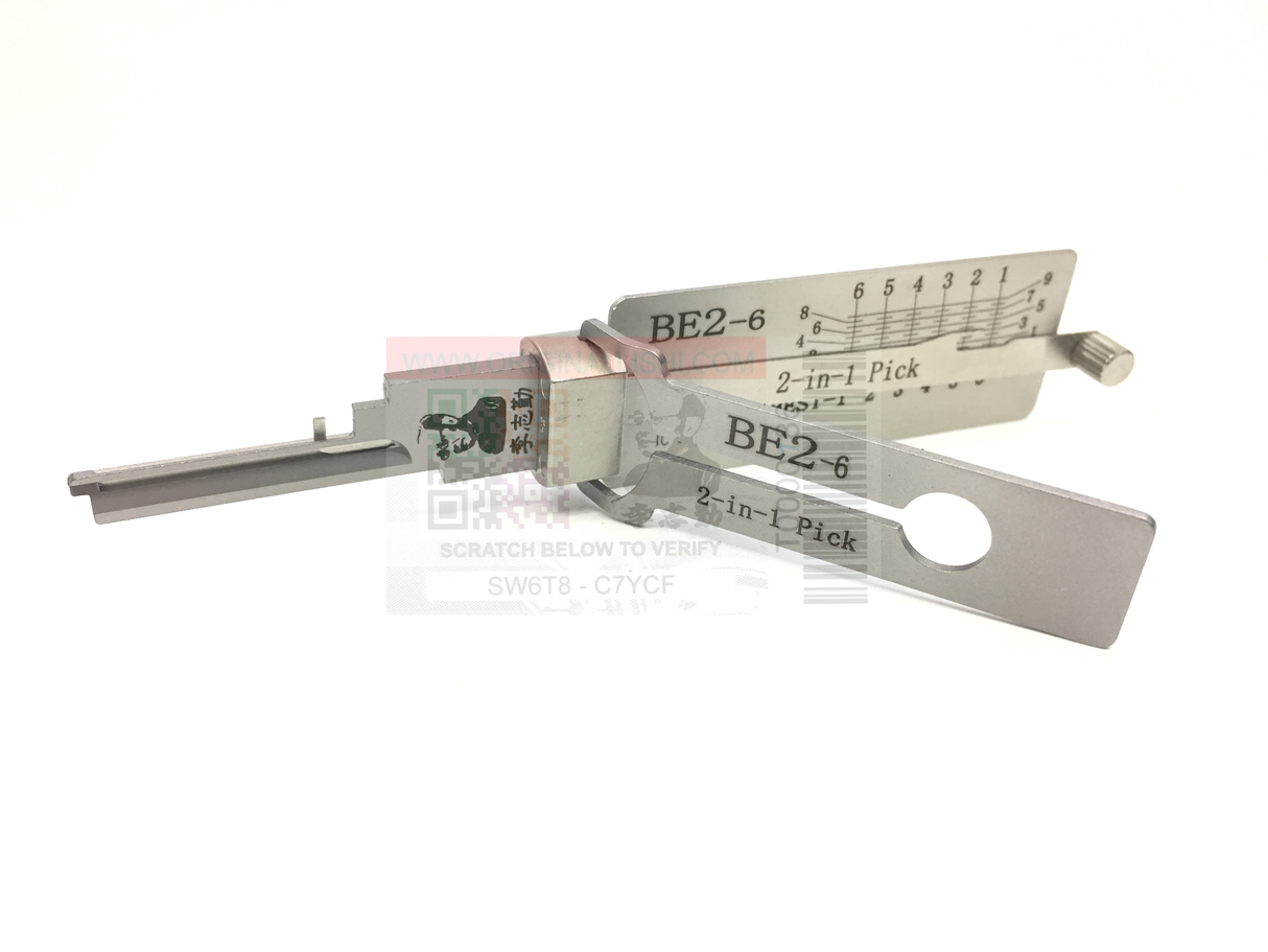 Original Lishi - BE2-6 (2 in 1) Pick 6 Cut Anti Glare