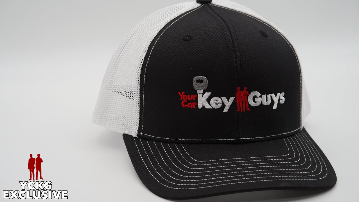 Your Car Key Guys Black and White Mesh Trucker Hat W/ Stitched Full YCKG Logo