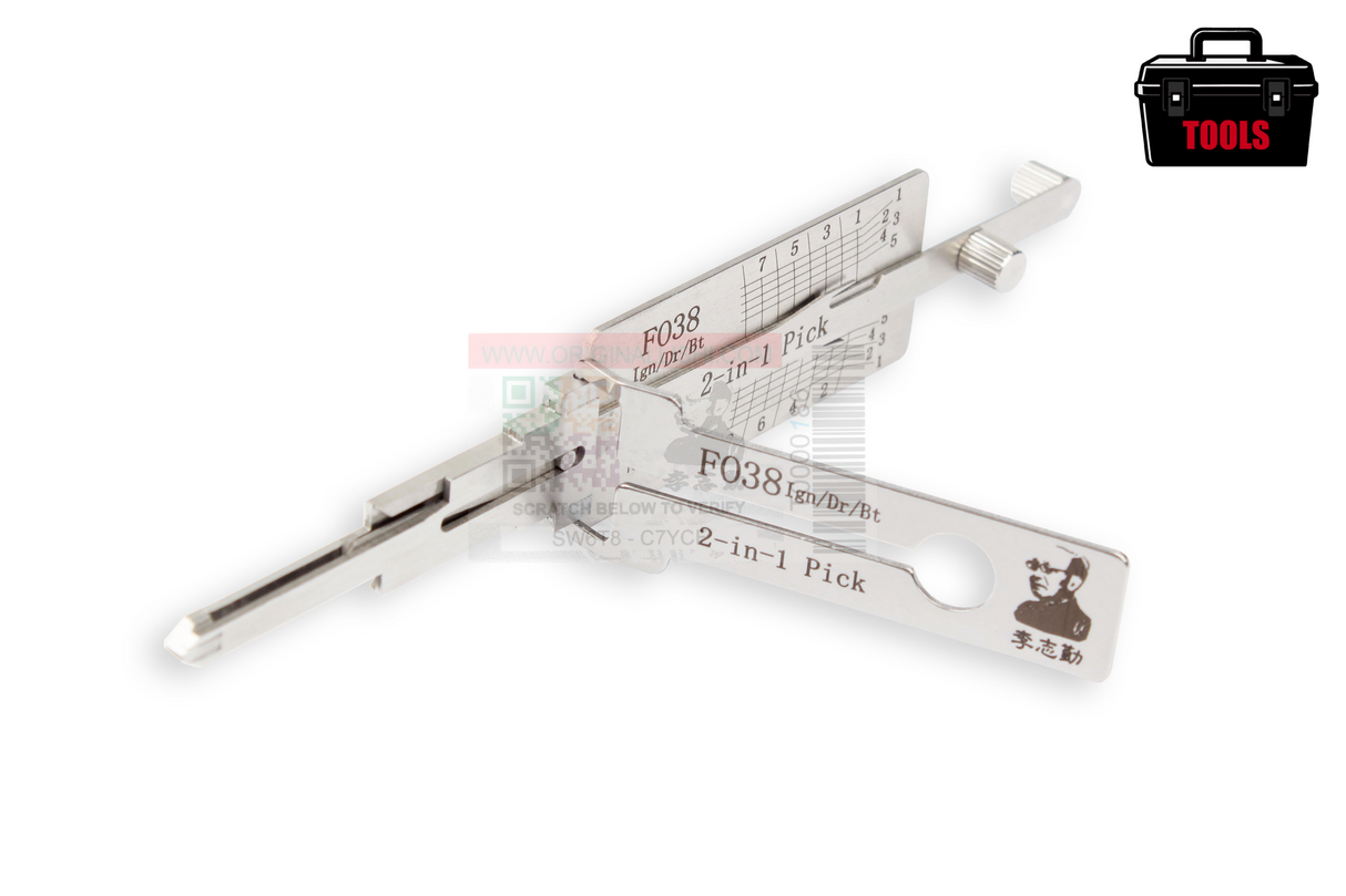 Original Lishi FO38 H75 Ford (2-in-1) 8 Cut Ign/Dr/Tr Anti Glare