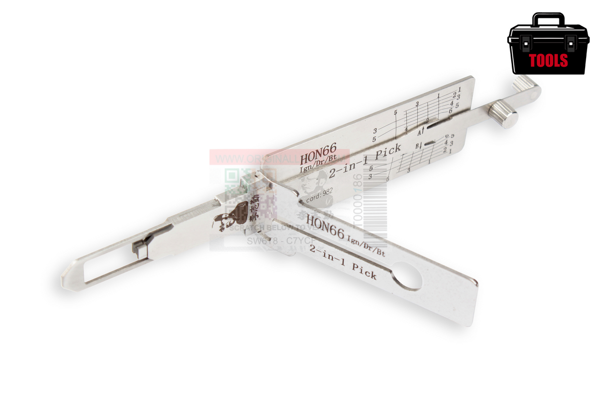 Original Lishi HON66 (2-in-1) Pick 5 Cut Ign/Dr/Bt Anti Glare