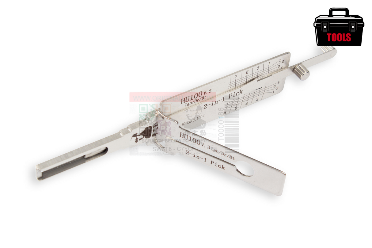 Original Lishi HU100 V3 (2 in 1) Pick 8 Cut - Anti Glare