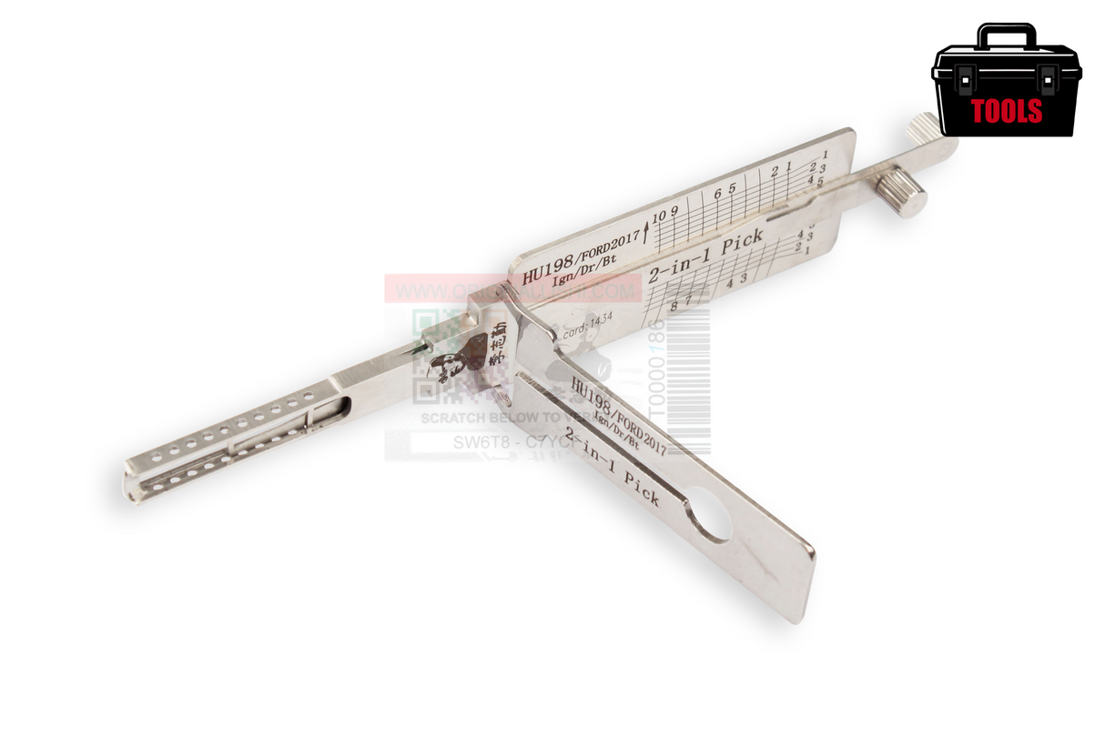 Original Lishi HU198 FORD2017 (2-in-1) Pick 10 Cut Ign/Dr/Bt Anti Glare