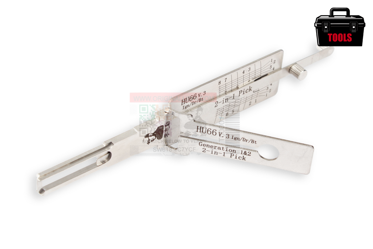 Original Lishi HU66 V3 Generation 1 & 2 Twin Lifter (2-in-1) 8 Cut Ign/Dr/Bt Anti Glare