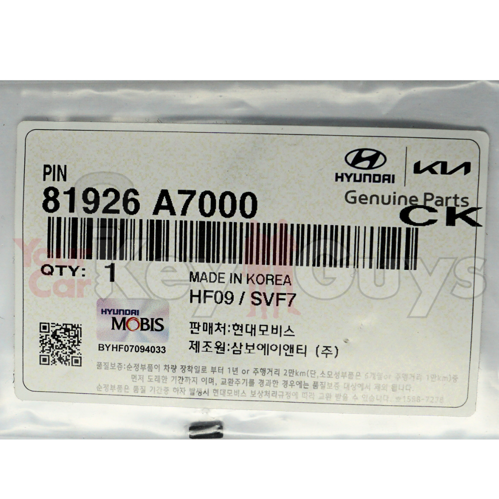 Roll Pin for Kia Flip Keys OEM 81926-A7000