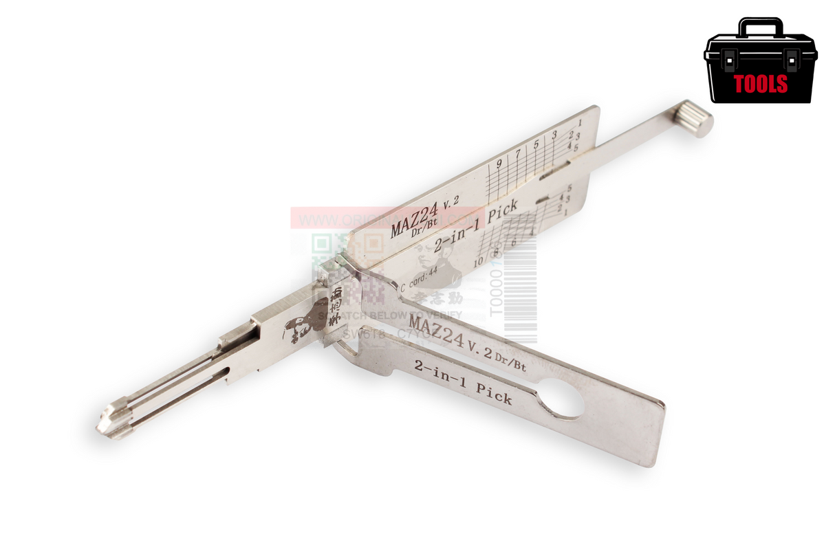 Original Lishi MAZ24/27/31 V2 (2 in 1) Pick 10 Cut Dr/Bt Anti Glare
