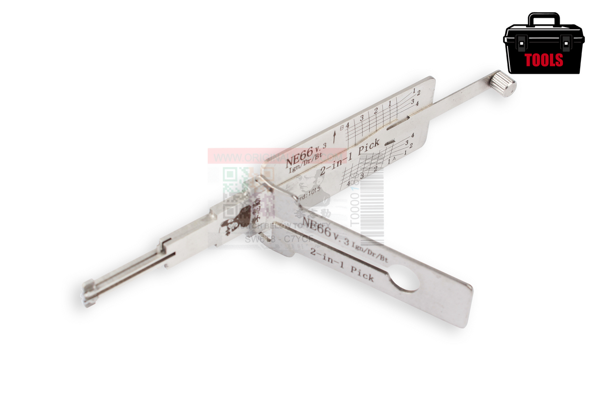 Original Lishi NE66 V3 (2 in 1) Pick Ign/Dr/Bt Anti Glare