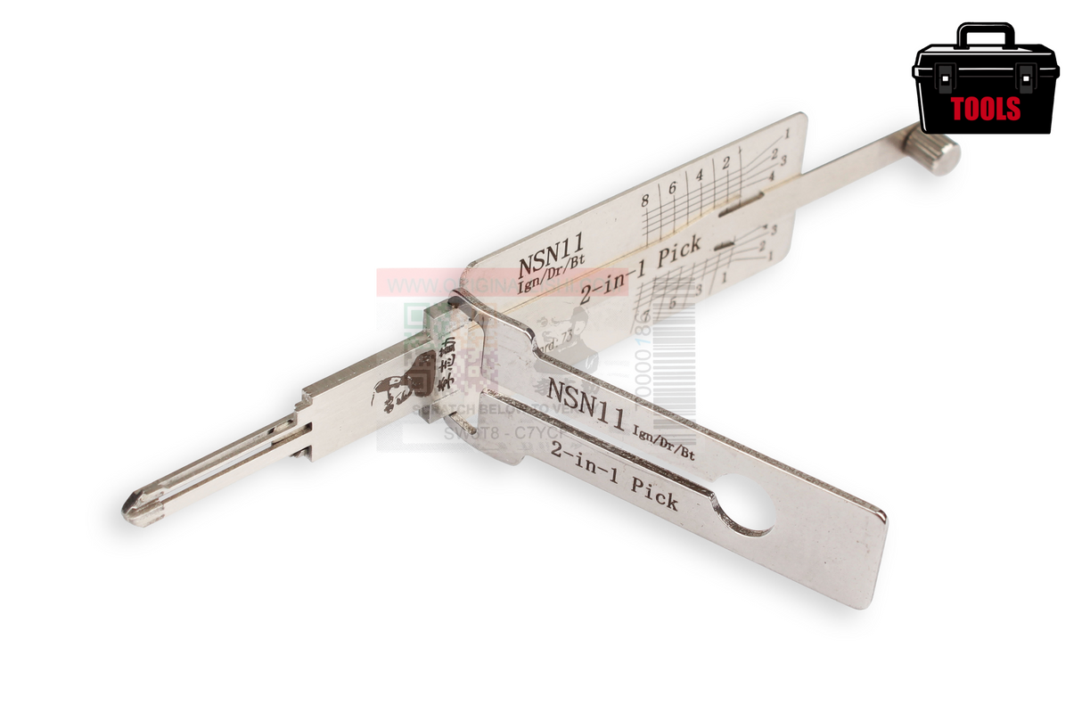 Original Lishi NSN11 Ign/Dr/Bt (2 in 1) Pick 8 cut Anti Glare
