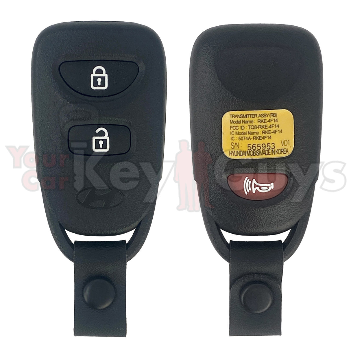 2014-2017 Hyundai Accent Remote 3B TQ8-RKE-4F14 RB Yellow Sticker