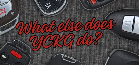 Image shows car keys laid out with "What else does YCKG do?" in the middle.
