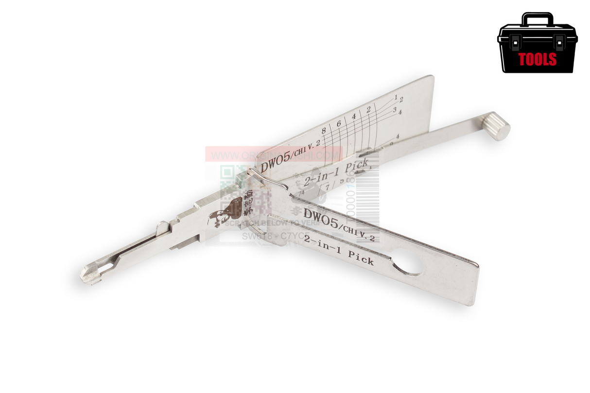 Original Lishi DW05 V2 (2-in-1) Pick 8 Cut 2 Track