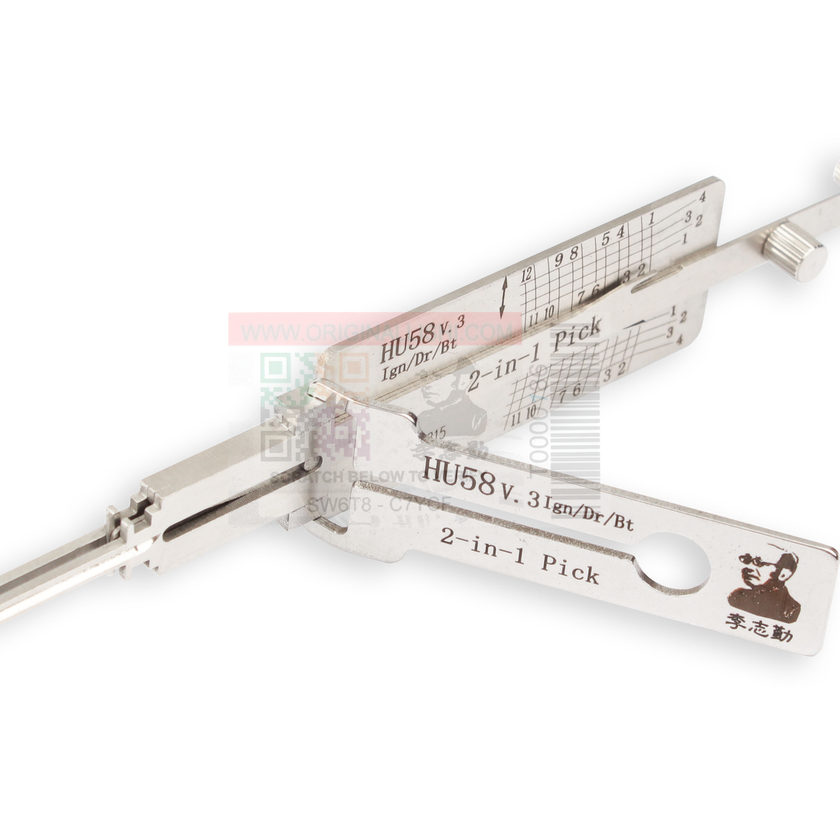 Original Lishi HU58 V3 Twin Lifter (2-in-1) 12 Cut Ign/Dr/Bt Anti Glar ...