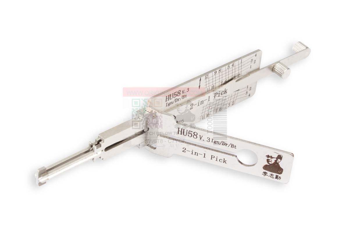 Original Lishi HU58 V3 Twin Lifter (2-in-1) 12 Cut Ign/Dr/Bt Anti Glare