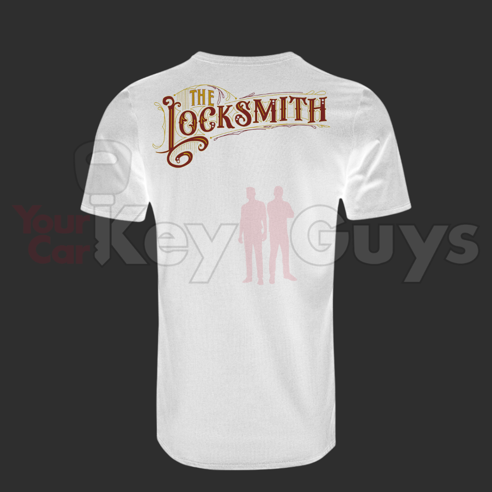 Your Car Key Guys White Locksmith T-Shirt - Ornate Font