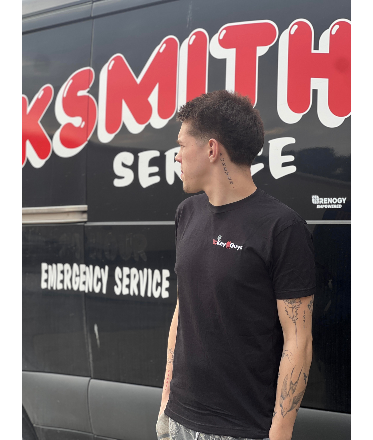 Your Car Key Guys Black Locksmith T-Shirt W/ YCKG Logo on Left Breast